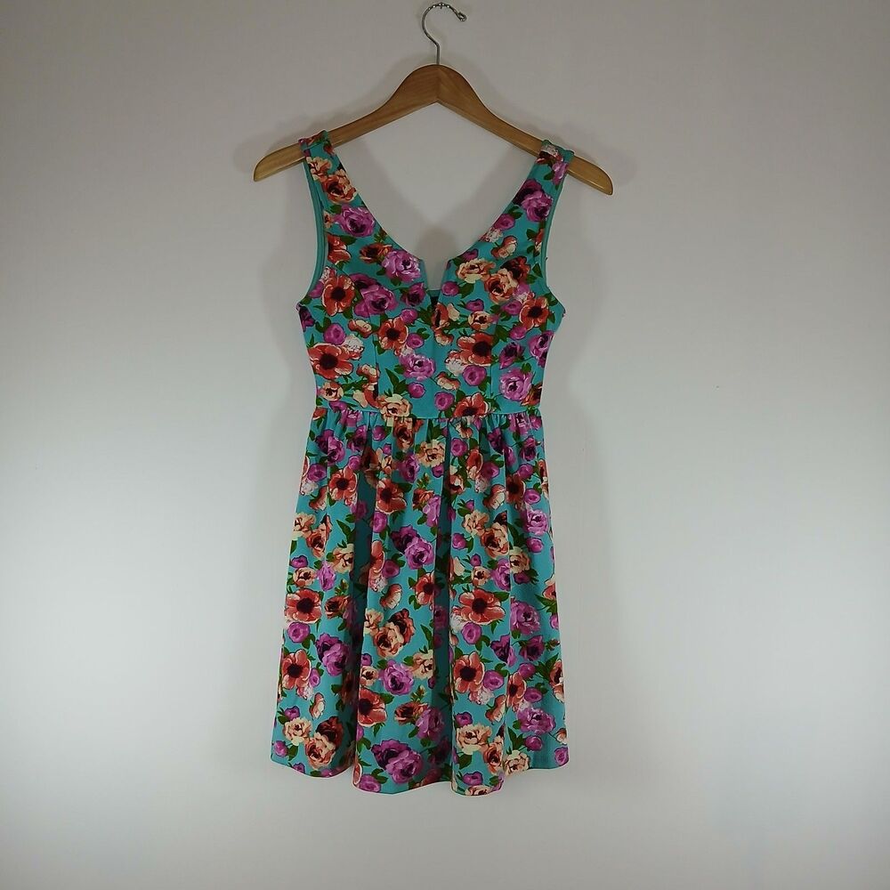 Oboe Floral Mini Dress Small Cottagecore Coquette Lightly Padded Fit & Flare